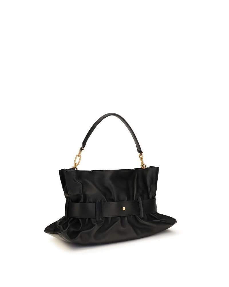 Balmain Black Leather Calf Bos Taurus Shoulder Bag Glam Steals