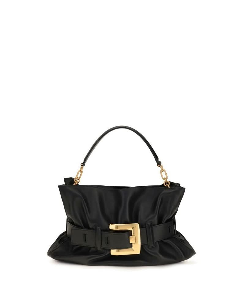 Balmain Black Leather Calf Bos Taurus Shoulder Bag Glam Steals