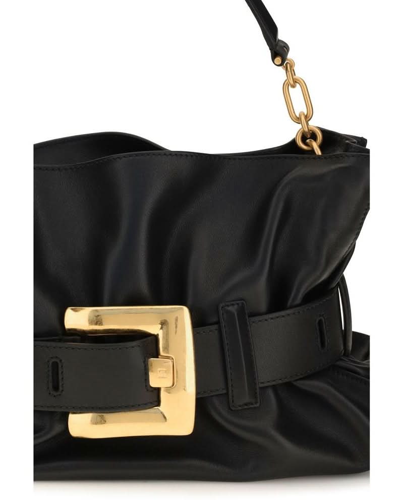 Balmain Black Leather Calf Bos Taurus Shoulder Bag Glam Steals