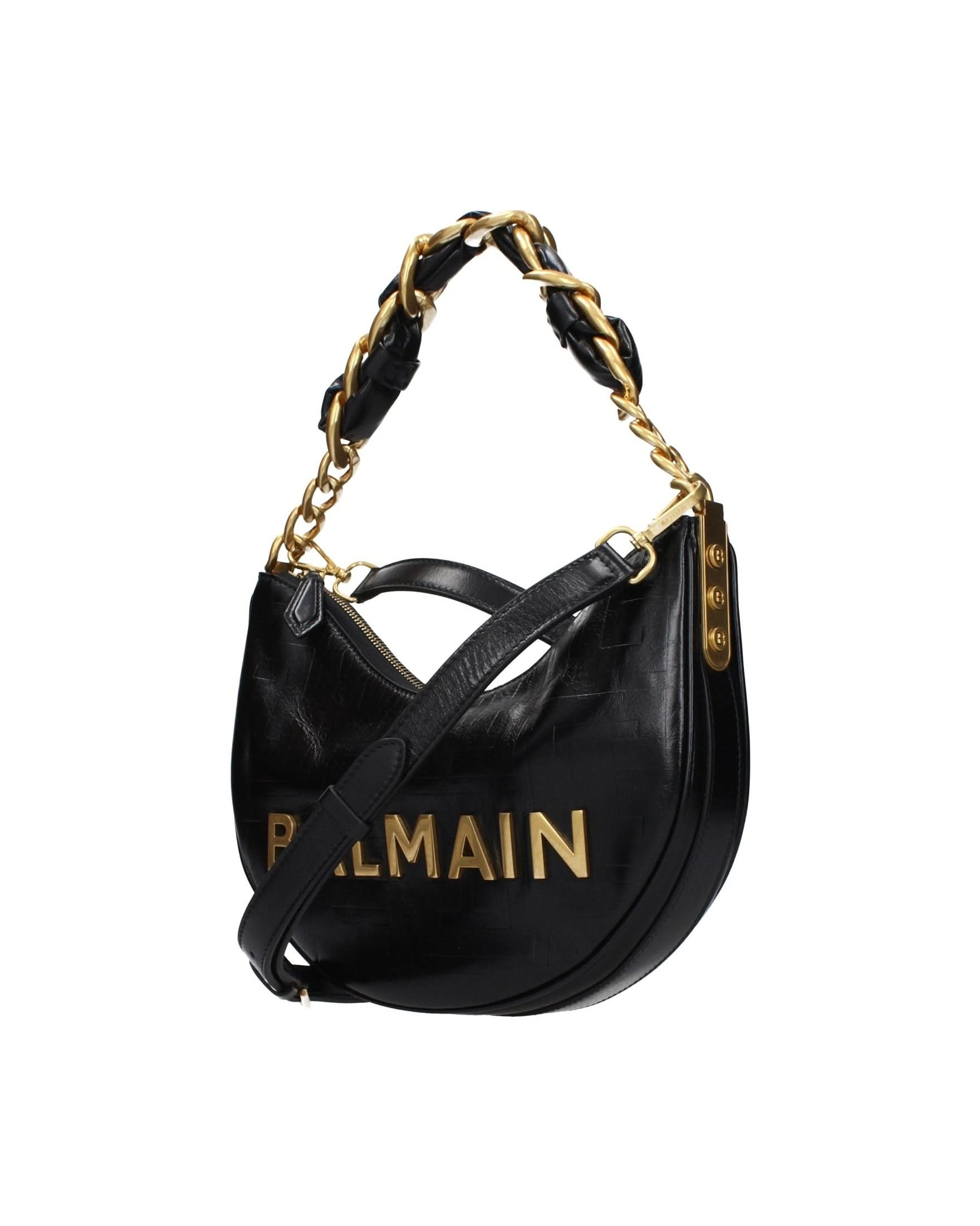 Balmain Black Leather Shoulder Bag Glam Steals