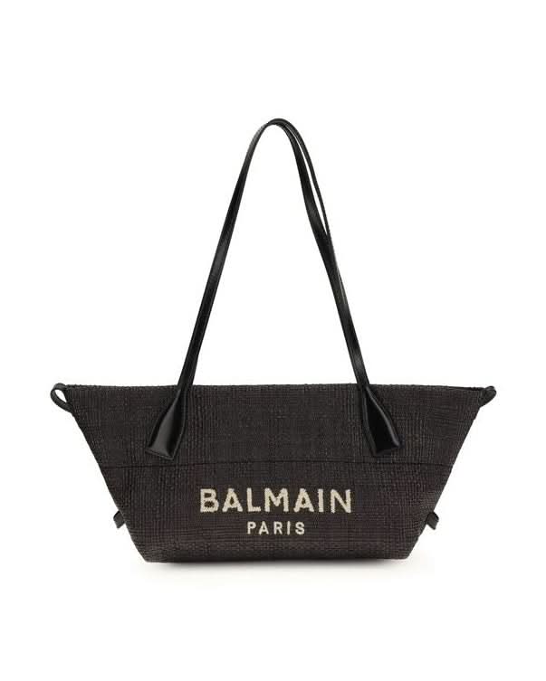 Balmain Black Raffia Shoulder Bag Shoulder Bags