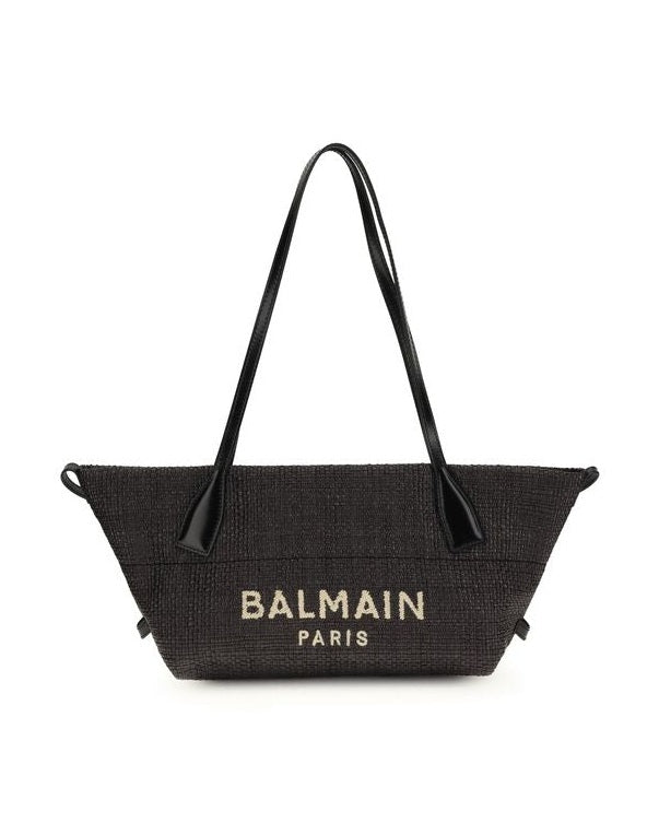 Balmain Black Raffia Shoulder Bag Glam Steals