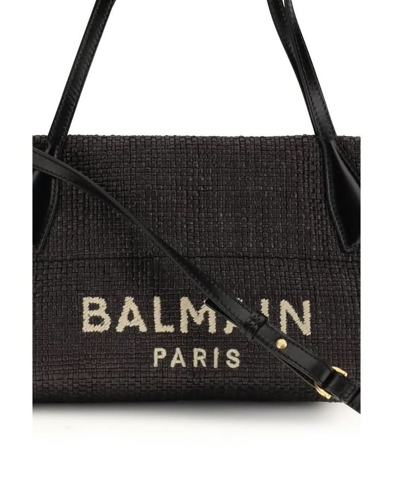 Balmain Black Raffia Shoulder Bag Shoulder Bags
