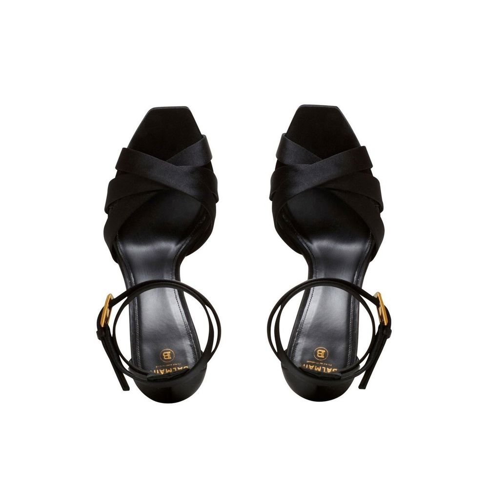 Balmain Black Silk Platform Sandals Glam Steals