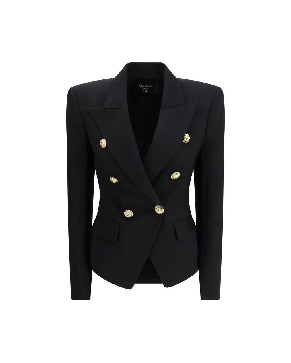 Balmain Black Wool Coat Coats & Jackets