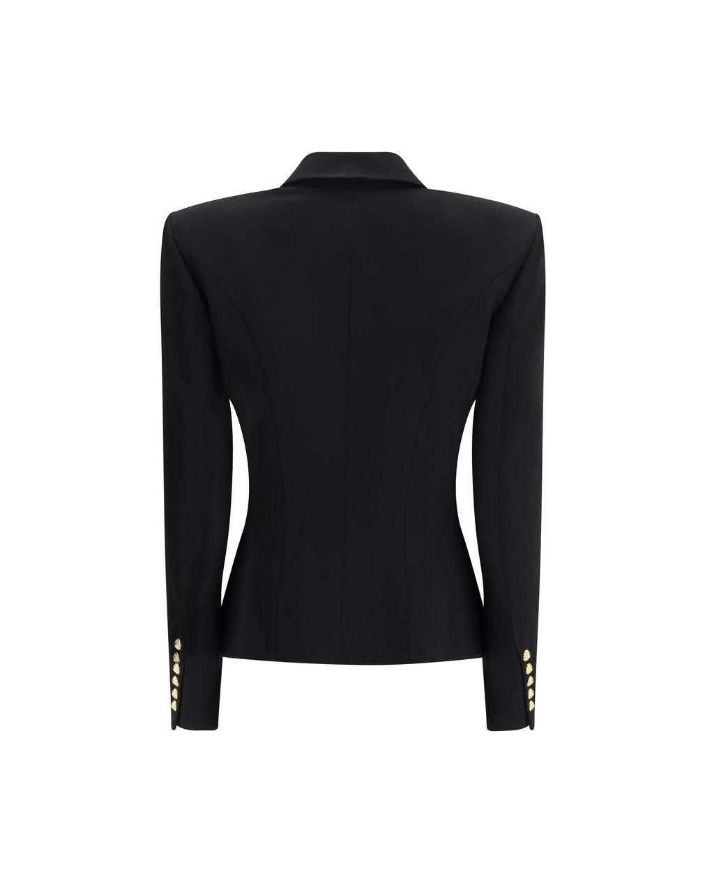 Balmain Black Wool Coat Coats & Jackets