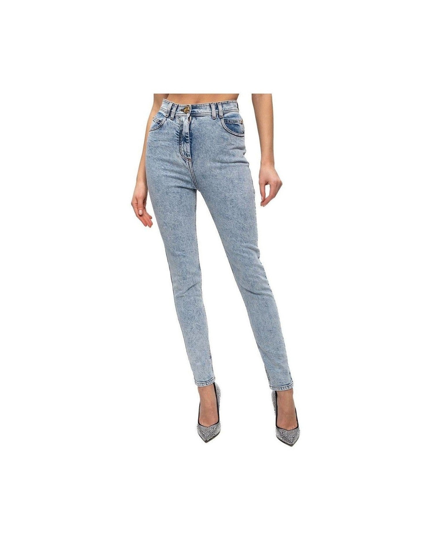 Balmain Blue Cotton Jeans & Pant Glam Steals
