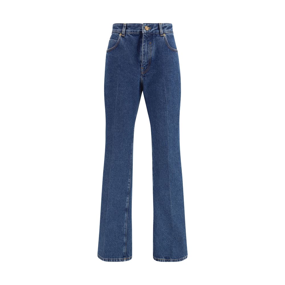 Balmain Blue Cotton Straight Leg Jeans
