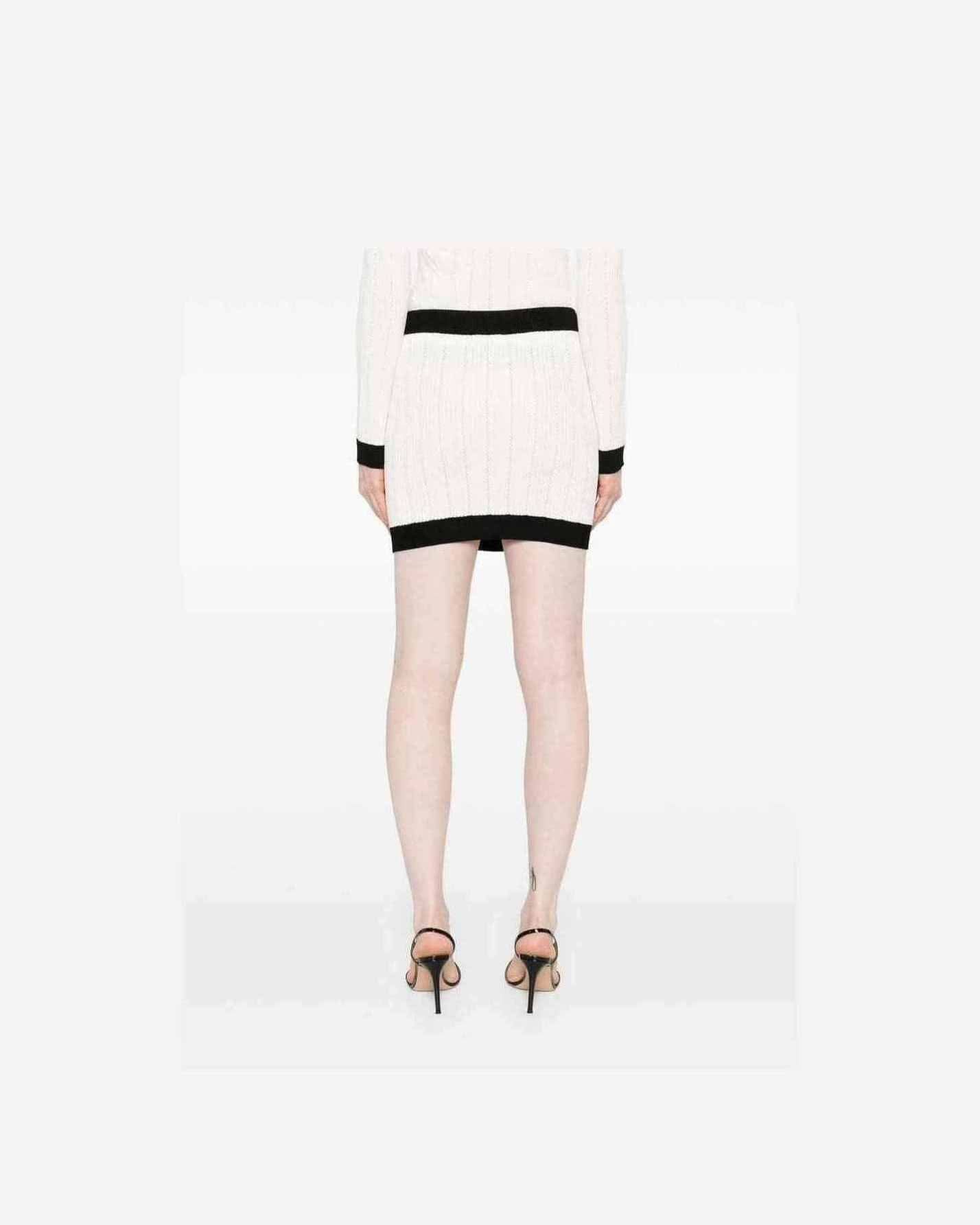 Balmain Button Embellished Ribbed Knit Mini Skirt Skirts