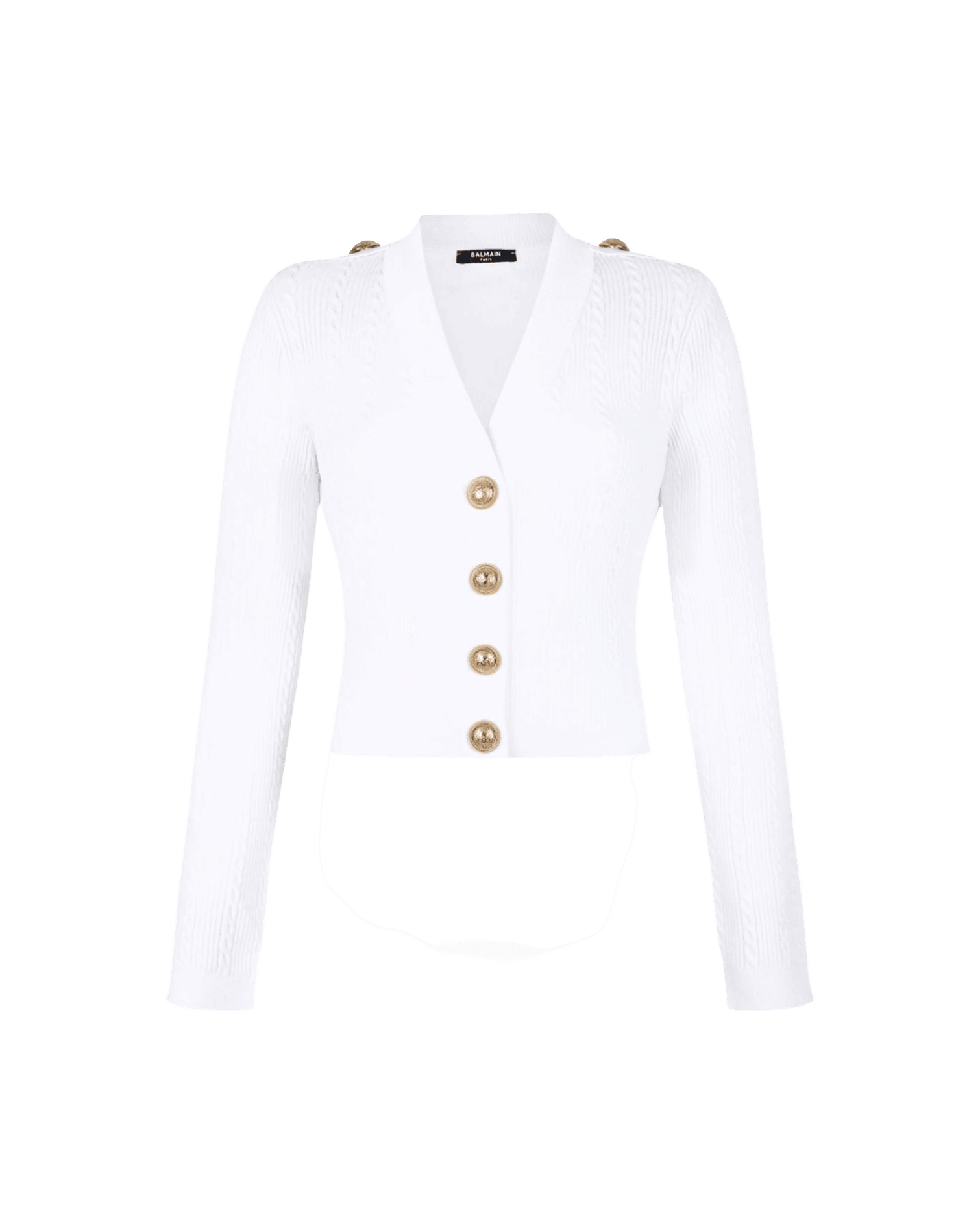 Balmain Button Trim Cable Knit Cardigan