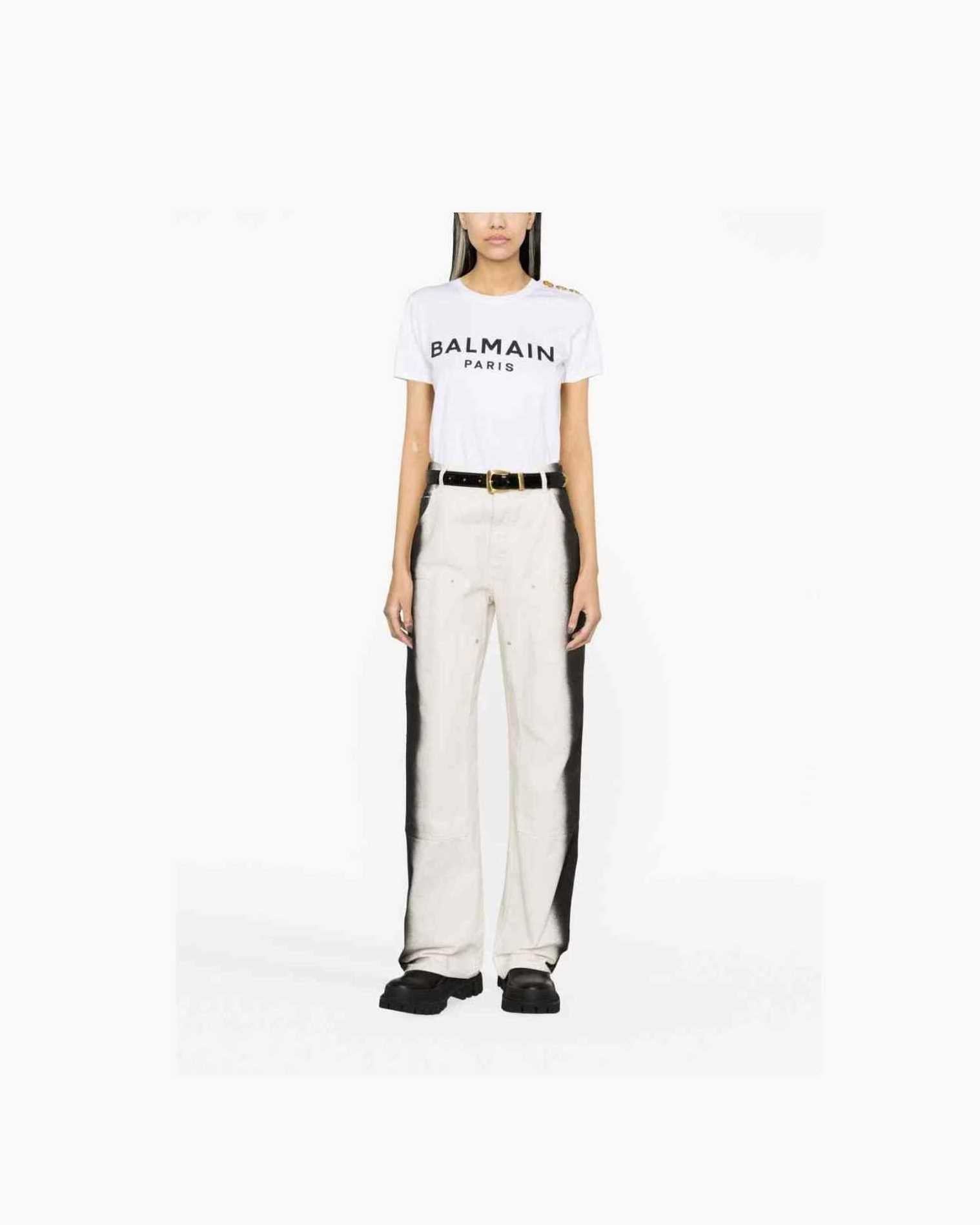 Balmain Cotton Logo Print T-shirt Glam Steals