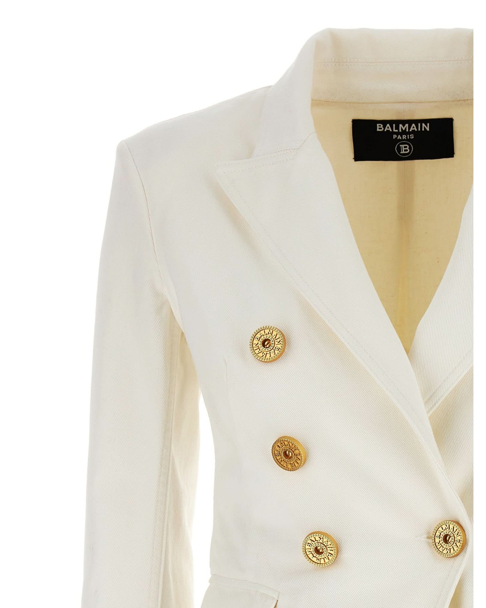 Balmain Denim Double Breasted Blazer Glam Steals