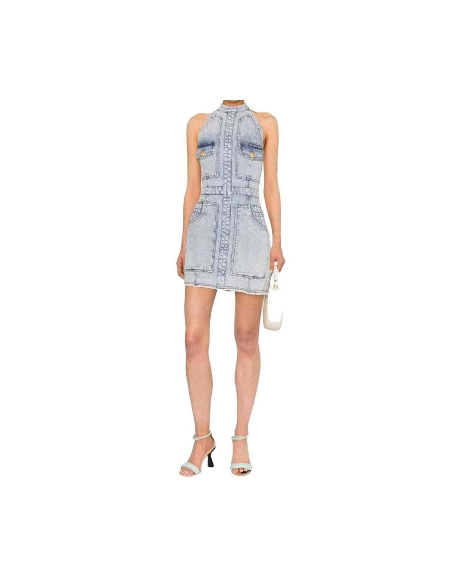Balmain Denim Mini Dress Glam Steals
