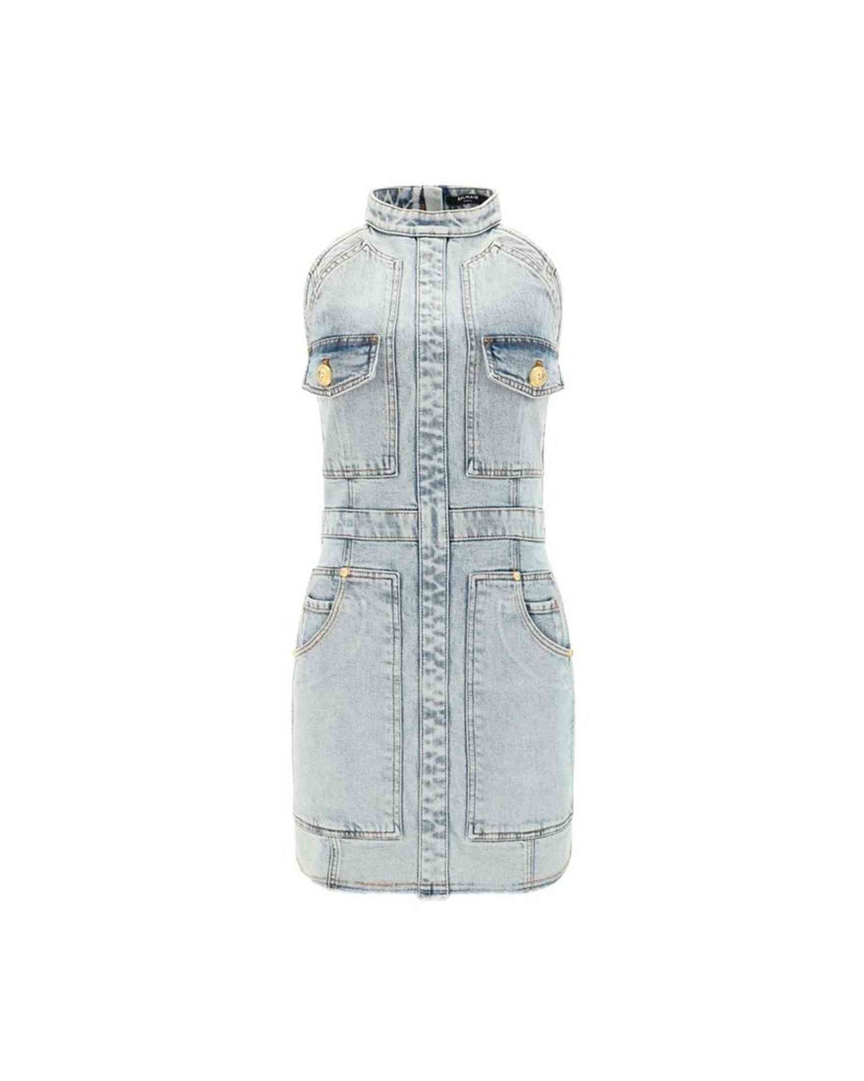 Balmain Denim Mini Dress Glam Steals