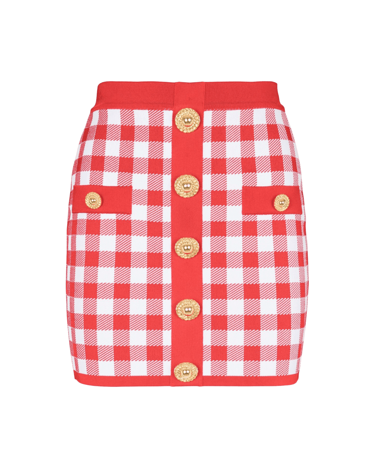 Balmain Gingham Fine Knit Miniskirt Glam Steals