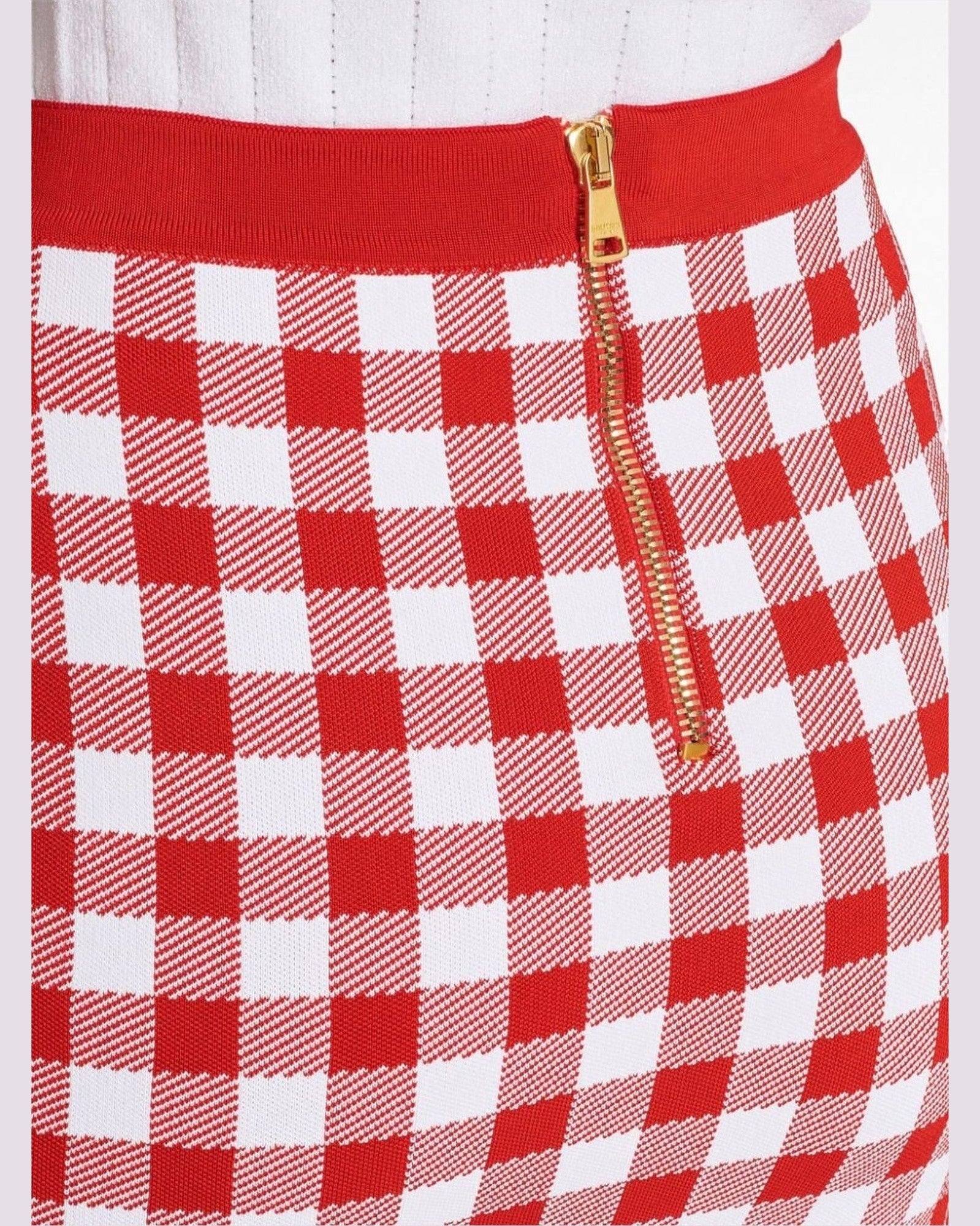 Balmain Gingham Fine Knit Miniskirt Skirts