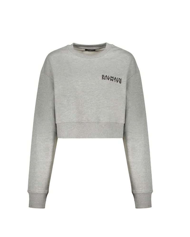Balmain Gray Cotton Sweatshirt