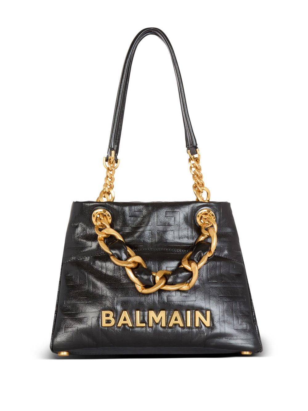 Balmain Leather 1945 Soft Pb Monogrammed Crinkled Small Tote Bag Glam Steals