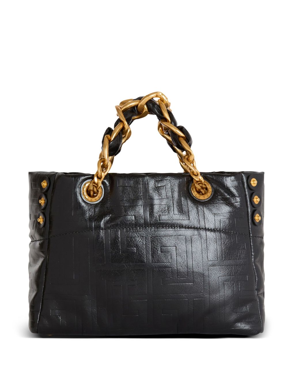 Balmain Leather 1945 Soft Pb Monogrammed Crinkled Small Tote Bag Glam Steals