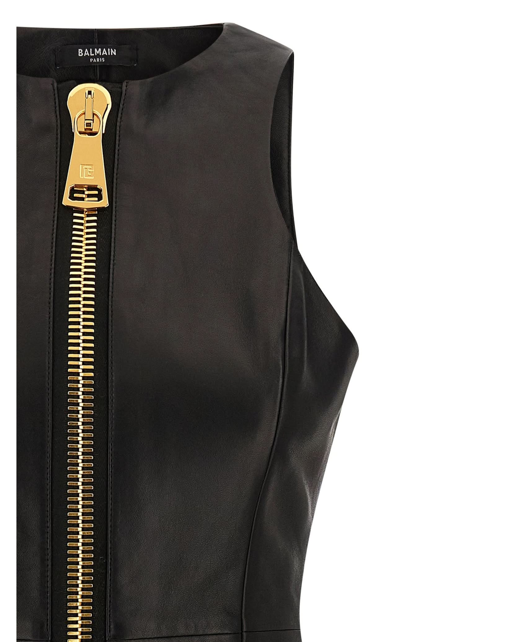 Balmain Leather Maxi Zip Dress Glam Steals