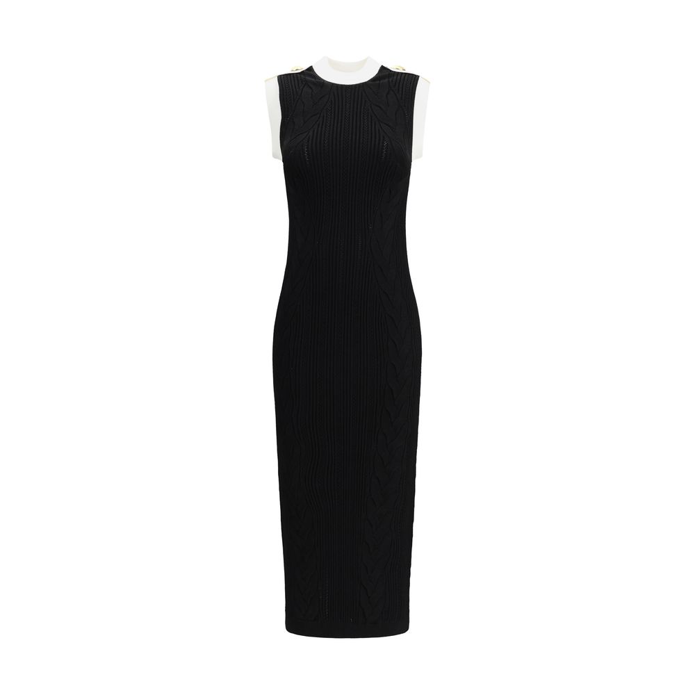 Balmain Sleeveless Torsade Knit Long Dress Glam Steals