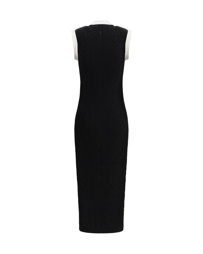 Balmain Sleeveless Torsade Knit Long Dress Glam Steals