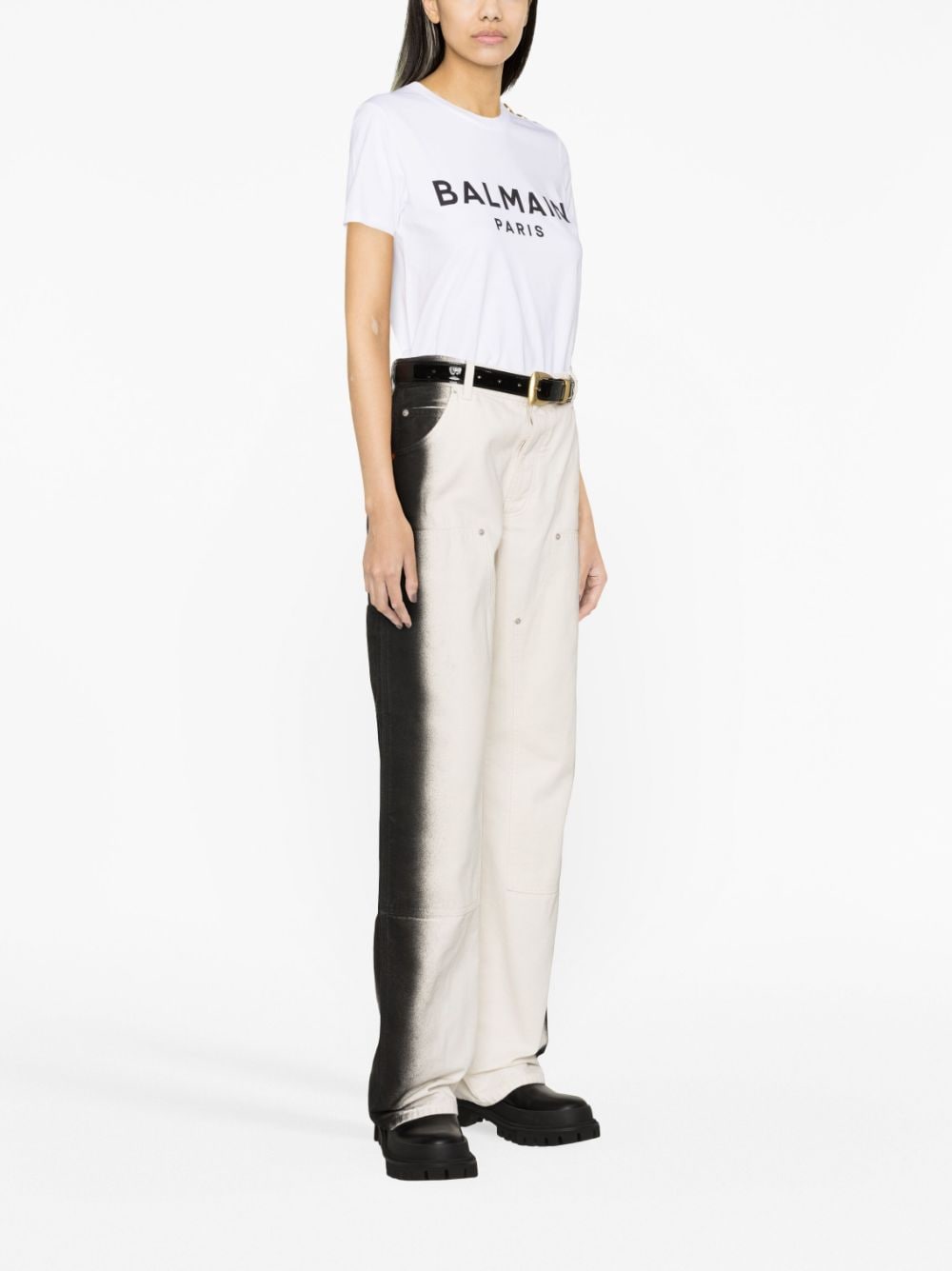 Balmain T-shirt with Paris Print Glam Steals