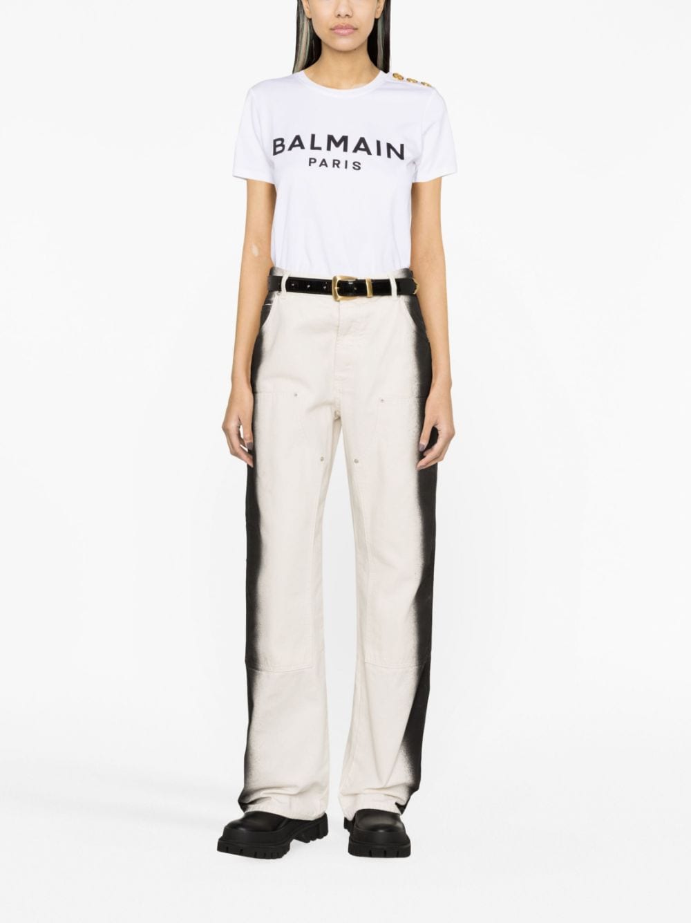 Balmain T-shirt with Paris Print Glam Steals