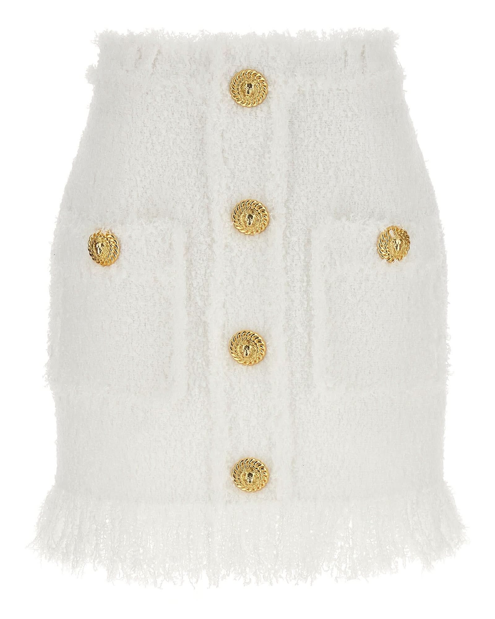Balmain Tweed Button Skirt Glam Steals
