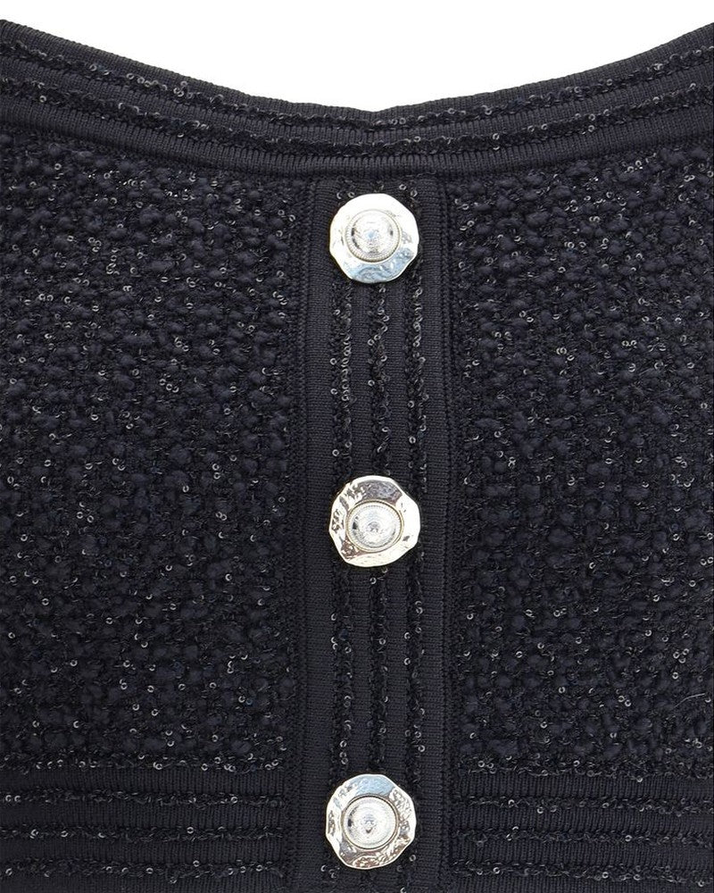 Balmain Tweed Crop Top Glam Steals