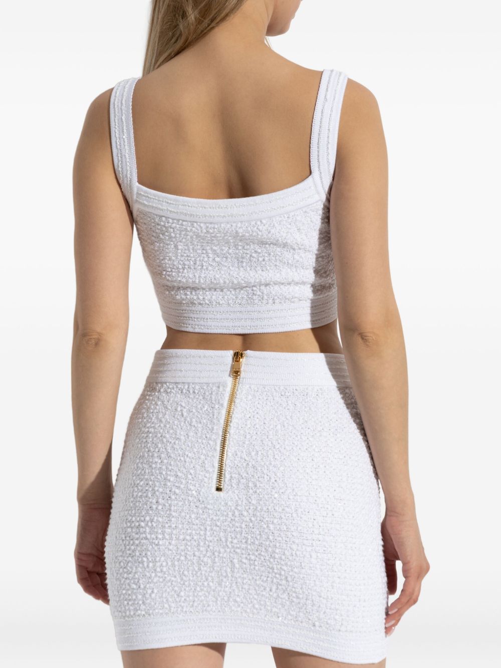 Balmain Tweed Crop Top Glam Steals