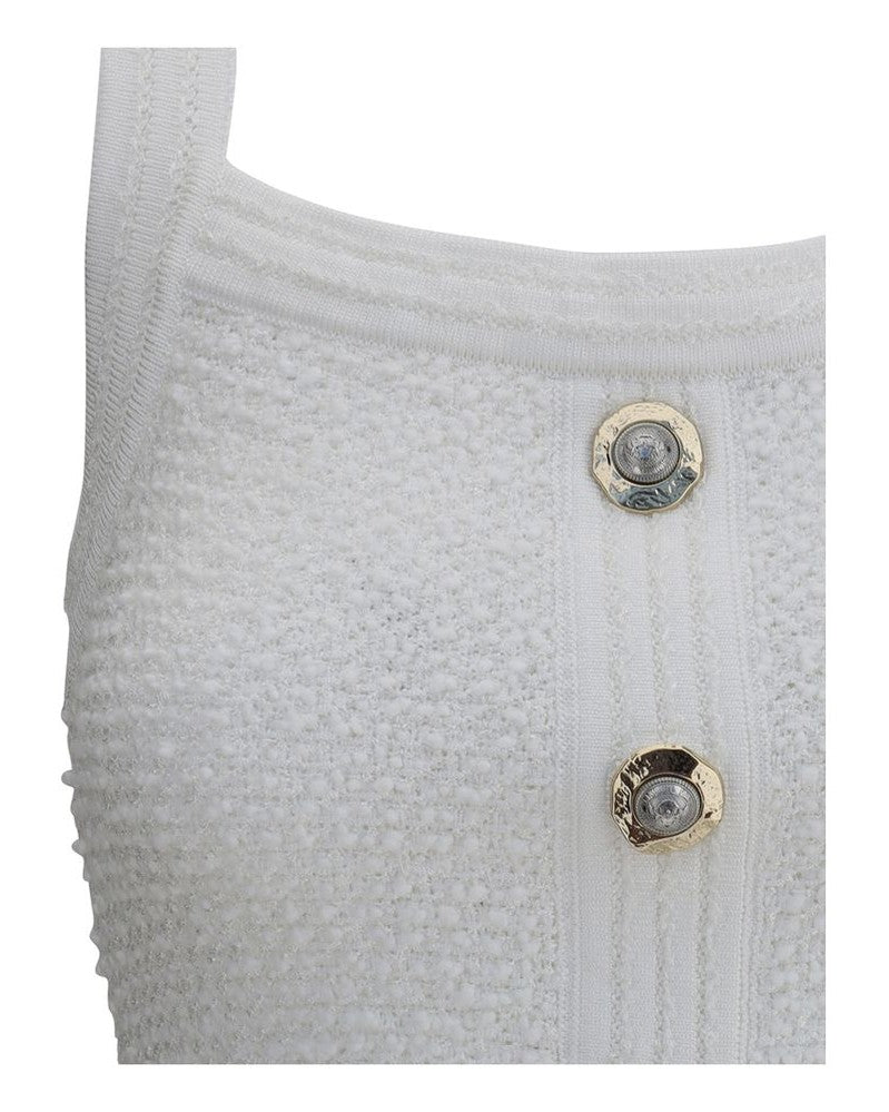 Balmain Tweed Crop Top Glam Steals