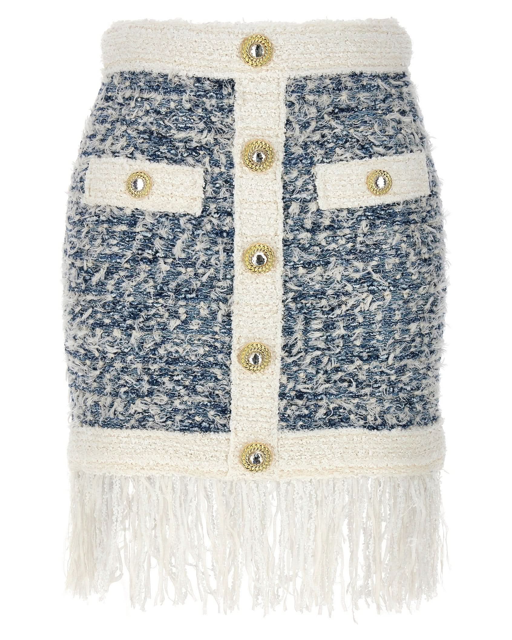 Balmain Tweed Fringed Skirt Glam Steals
