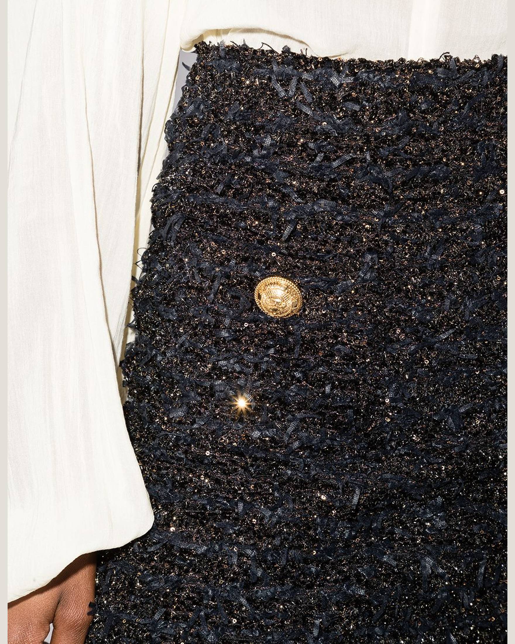 Balmain Tweed High Rise Miniskirt Glam Steals