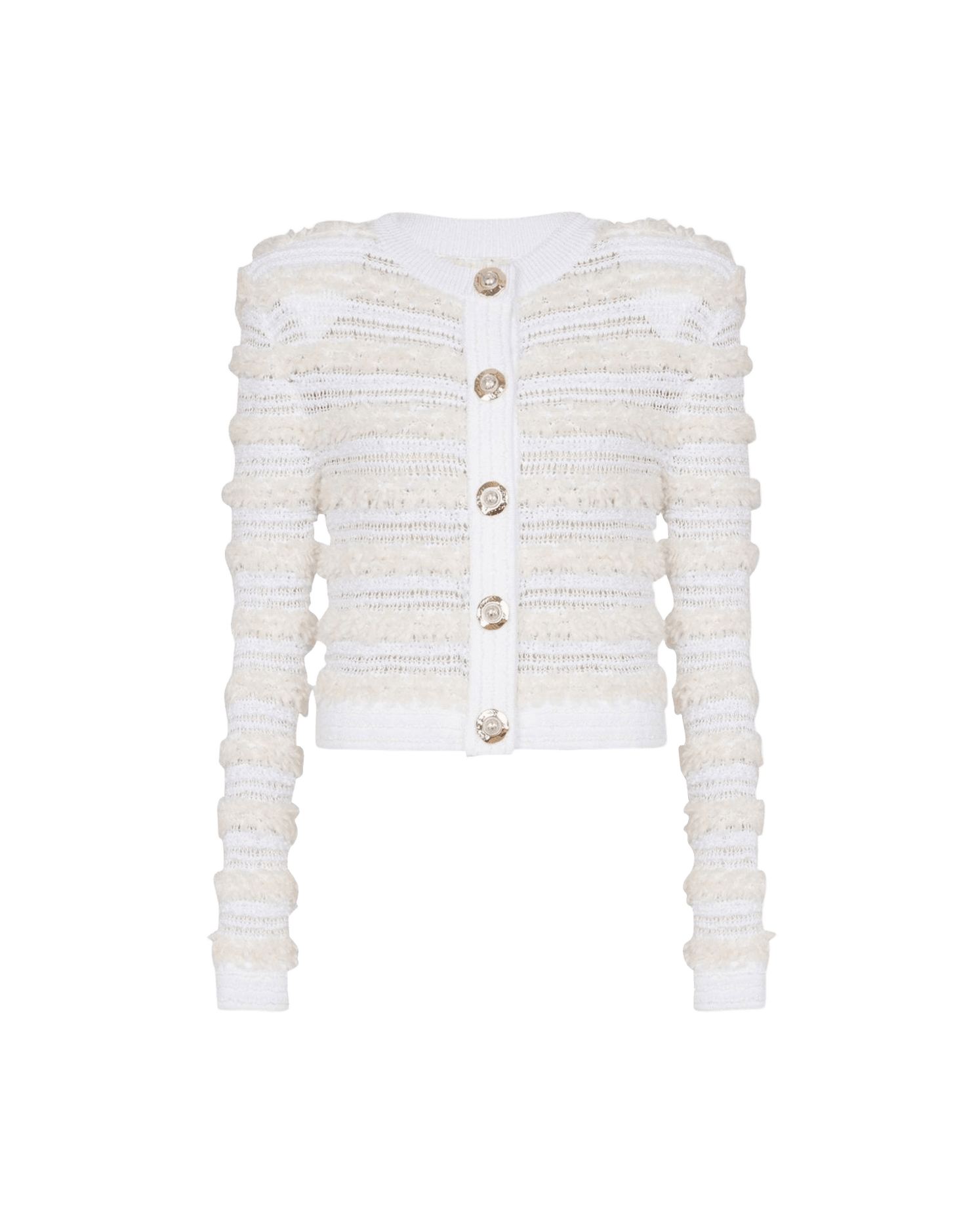 Balmain Tweed Long Sleeved Effect Knit Cardigan