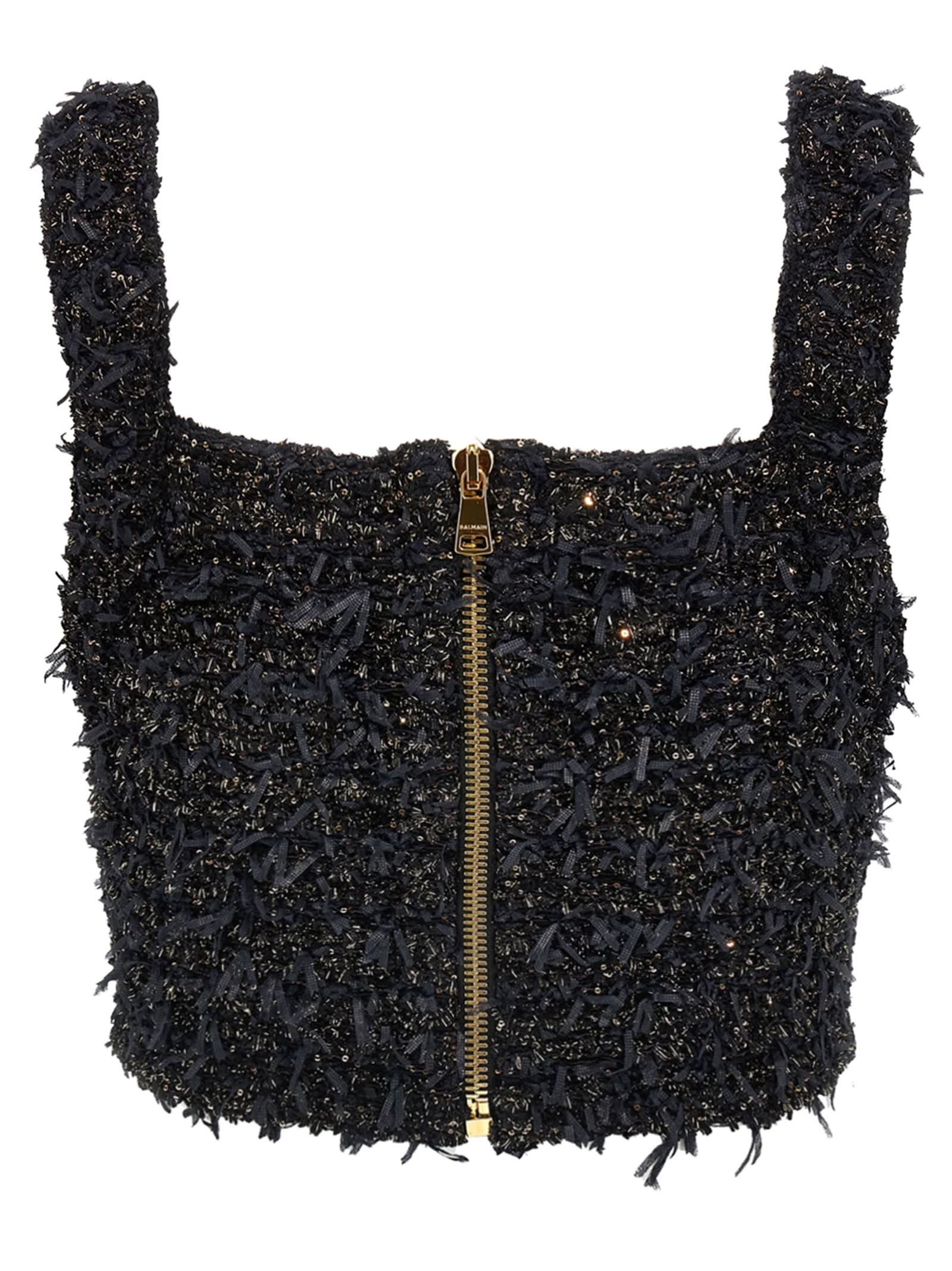 Balmain Tweed Lurex Top Glam Steals