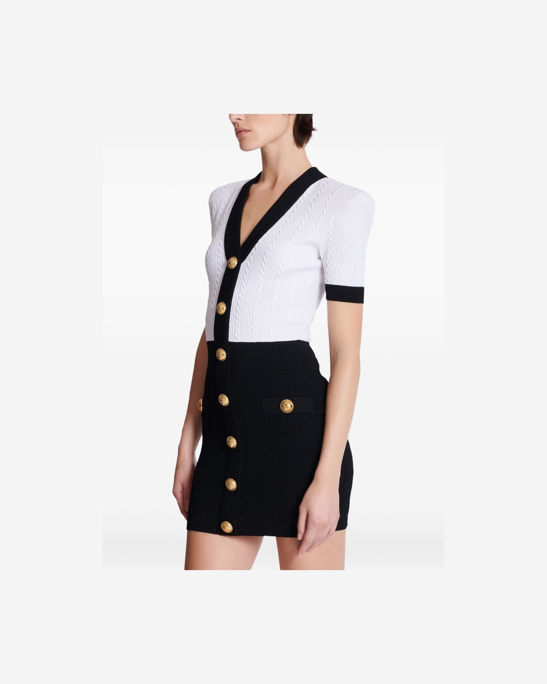 Balmain Two Tone Twisted Knit Bodycon Dress Glam Steals