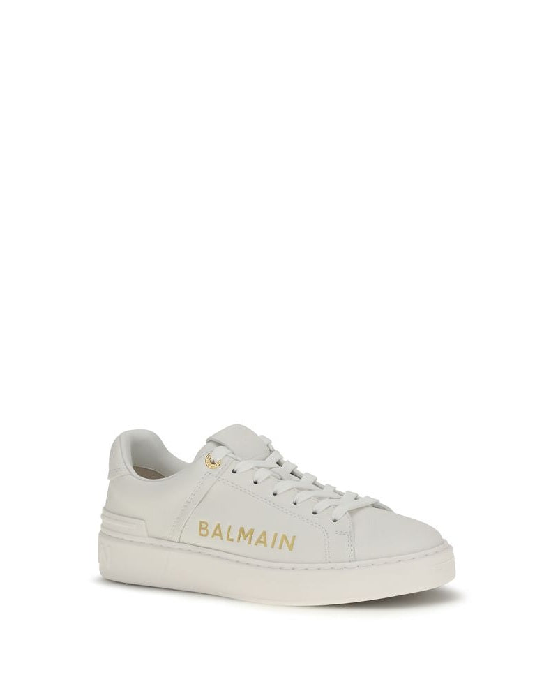 Balmain White Calf Leather Bos Taurus Low Top Sneakers