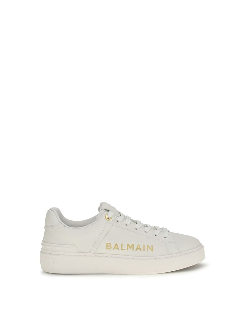 Balmain White Calf Leather Bos Taurus Low Top Sneakers