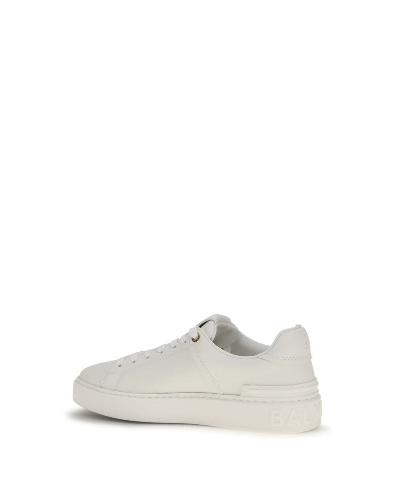Balmain White Calf Leather Bos Taurus Low Top Sneakers