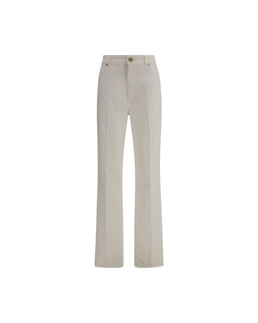 Balmain White Cotton Straight Leg Jeans Glam Steals