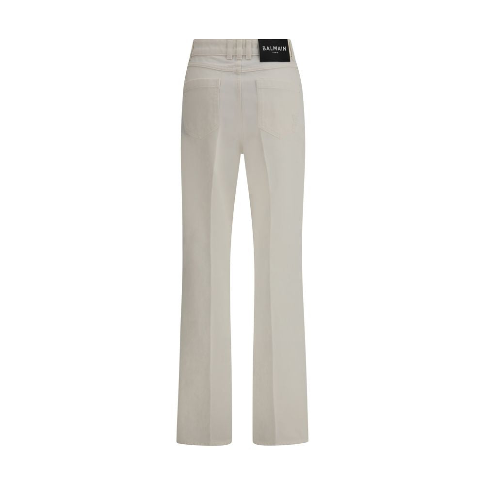 Balmain White Cotton Straight Leg Jeans Glam Steals