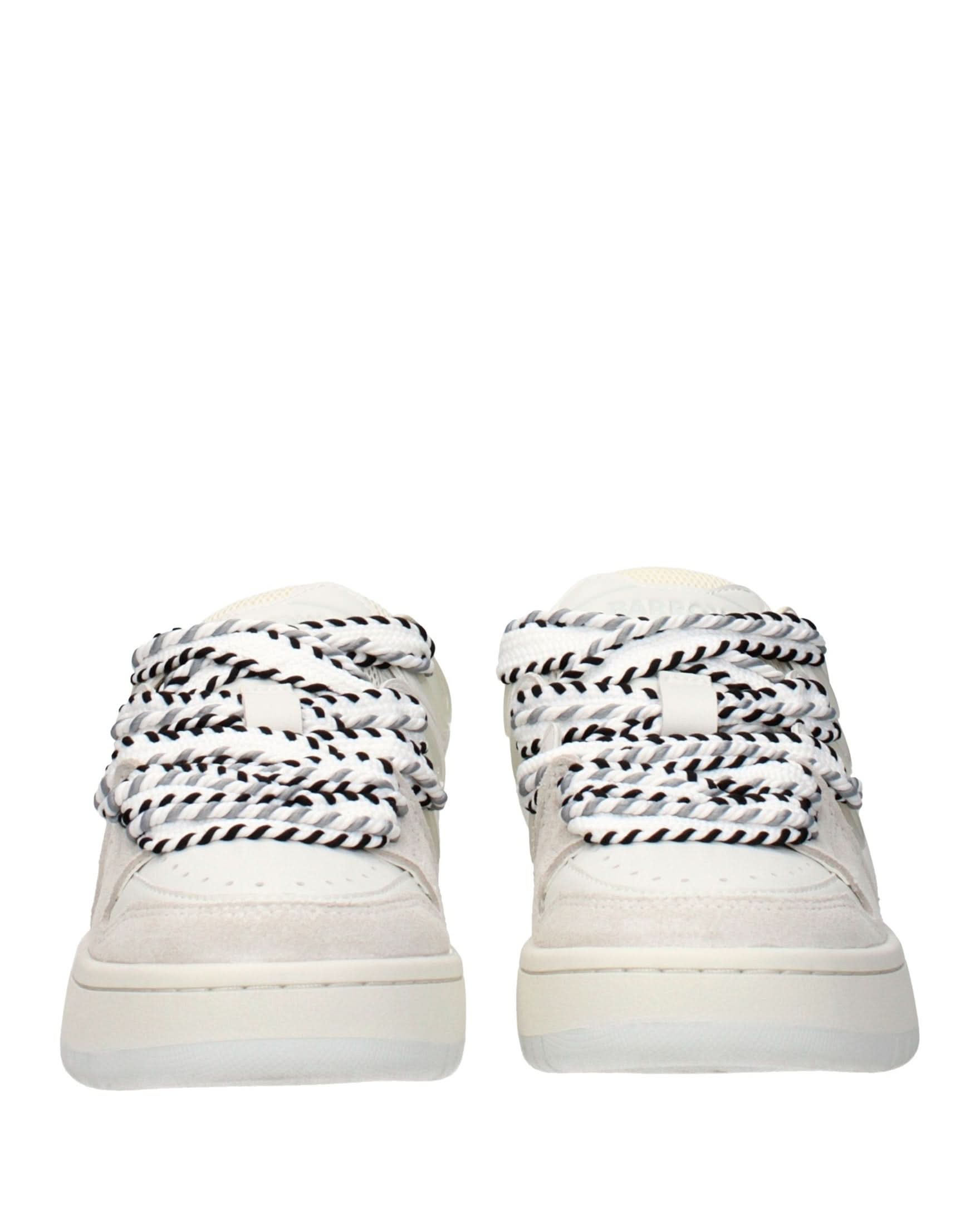 Barrow White Leather Low Top Sneakers Glam Steals