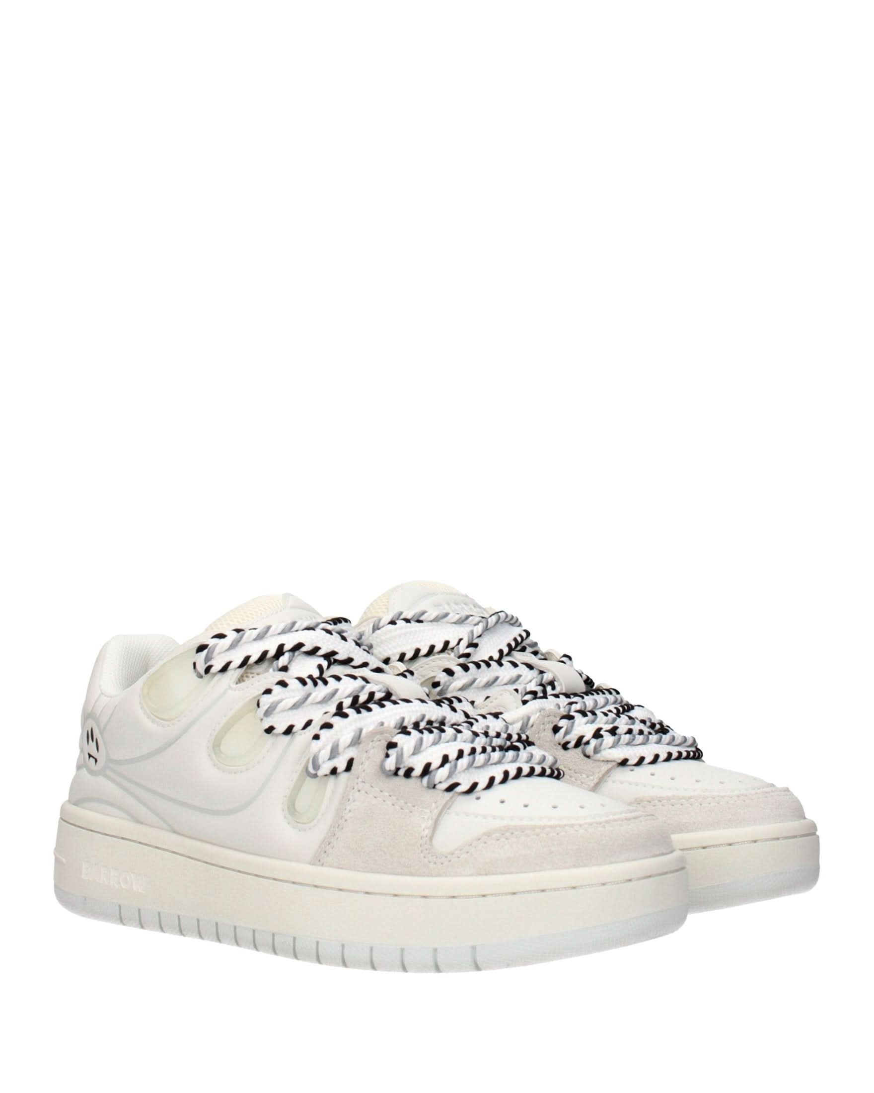 Barrow White Leather Low Top Sneakers Glam Steals