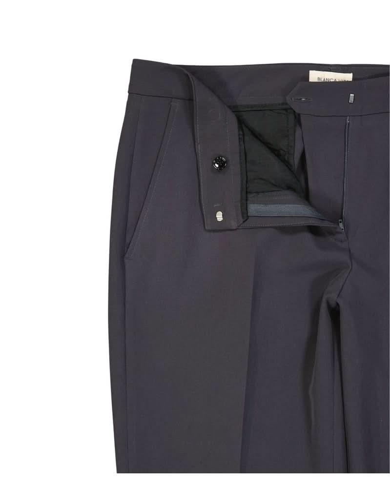 Blanca Vita Gray Elastane Cropped Pant Trousers