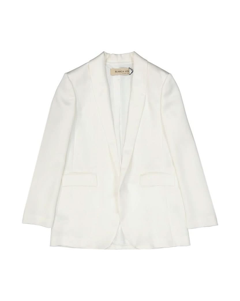 Blanca Vita White Polyester Jacket Coats & Jackets