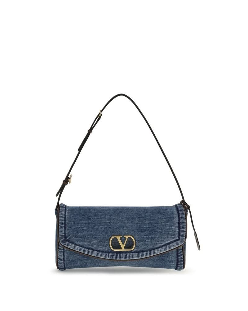 Valentino Garavani Blue Cotton Shoulder Bag Glam Steals