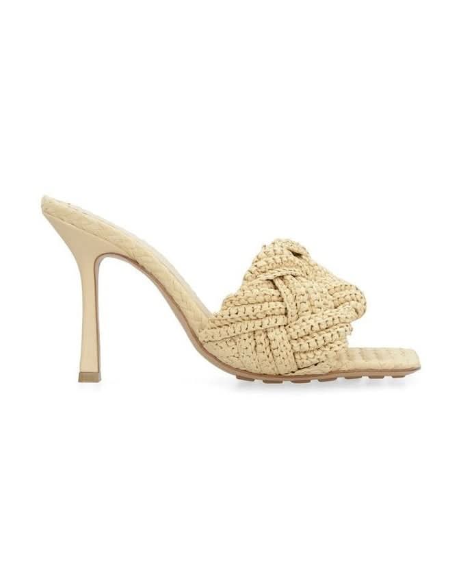 Bottega Veneta Beige Raffia Mules