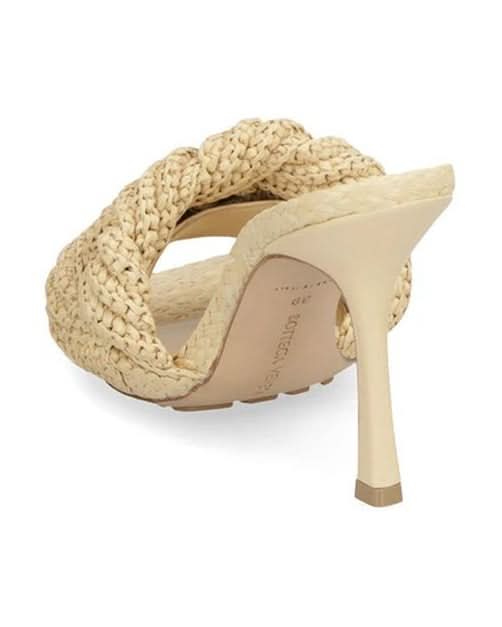 Bottega Veneta Beige Raffia Mules