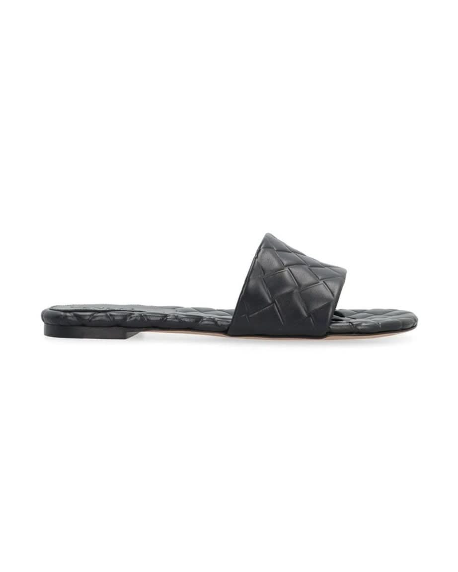 Bottega Veneta Black Leather Lamb Mules Flats